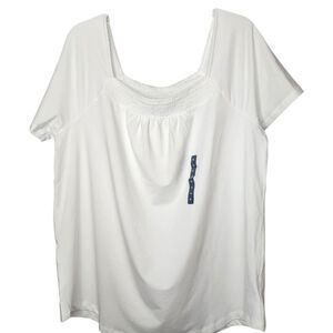 Lands' End XL Womens White Square Smock Neck Top. New with Tags.